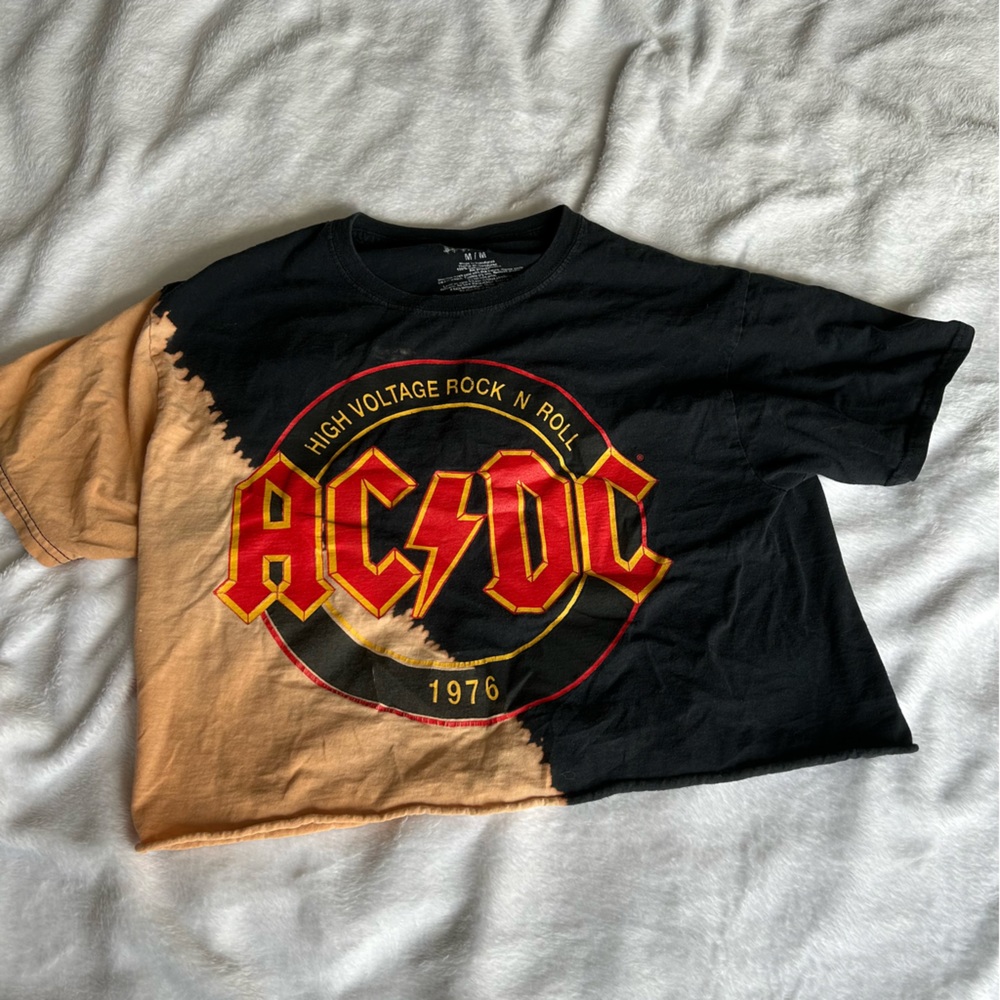 Vintage Half bleached AC/DC cropped tee